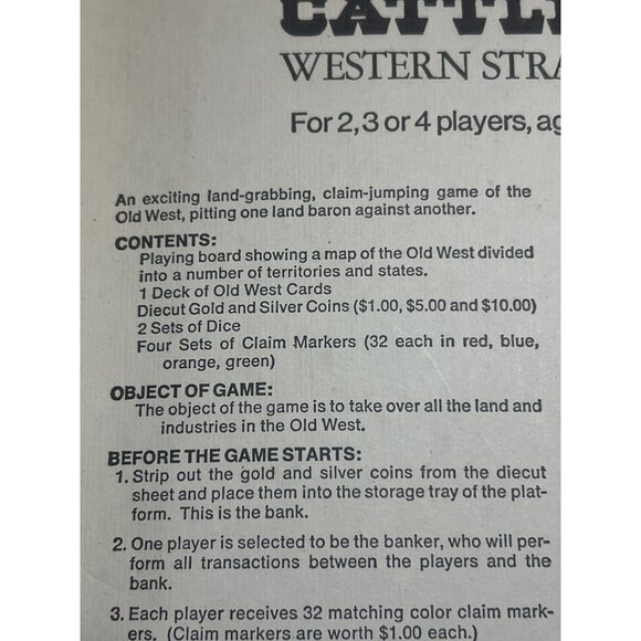 Vintage The Cattlemen Western Strategy Board Game Selchow & Righter Estate 1977 - Picture 6 of 6